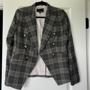 Plaid double breasted blazer